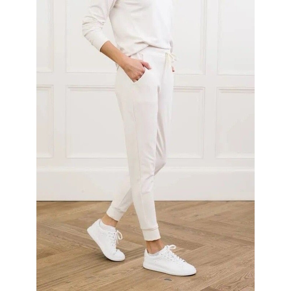 Cozy Earth Bamboo Ultra-Soft Ivory Joggers Large Excellent Comfy